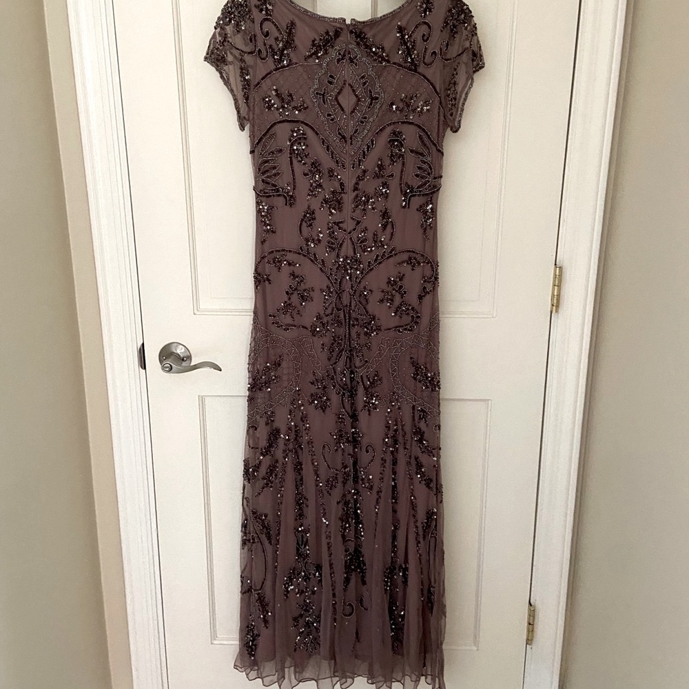 Pissarro Nights Beaded Mesh Column Gown